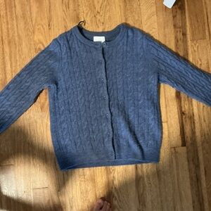 H&M Cable Knit Button-Front Cardigan in Dusty Blue